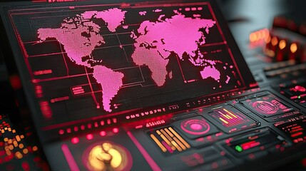 Poster - Global Surveillance System Digital World Map Display