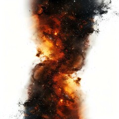 Aufkleber - Nebula cloud expanding in the vastness of deep space, with vibrant orange, black, and white colors creating a cosmic abstract art