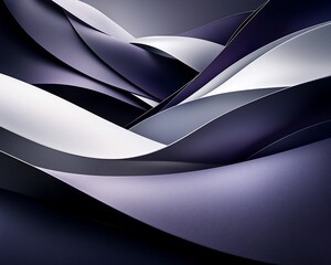 Aufkleber - Abstract purple and white waves, flowing design, dark background, website banner