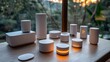 © Menyat - Smart home devices on wooden table, sunset view