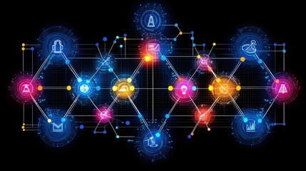 Poster - Abstract Network Graphic Showing Interconnected Data Systems