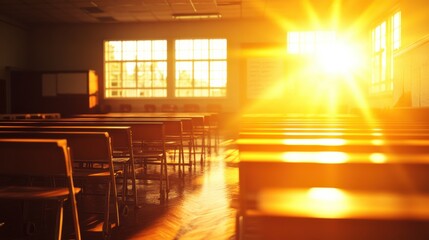Poster - Warm Light 3D Textured Background in Classroom Setting