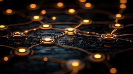 Poster - Illuminated Network Nodes Glowing Brightly In The Dark