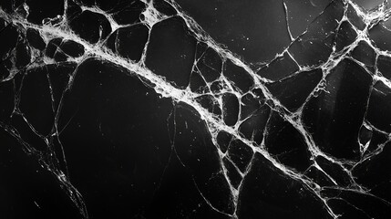Broken glass surface isolated on black background.