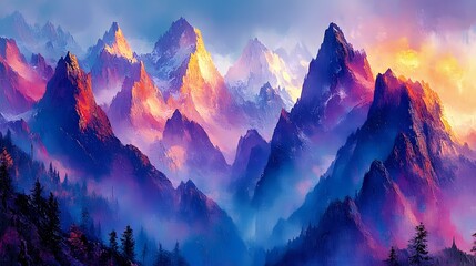 Wall Mural - sunrise in the mountains