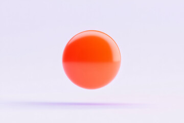 Poster - Vibrant orange sphere levitating against a soft pastel background