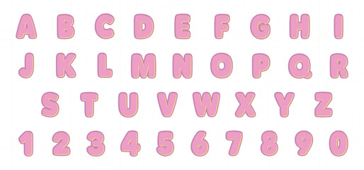 Wall Mural - Pink Font Style Alphabet Collection with Cute and Playful Letter Style