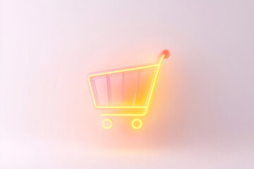 Poster - Shopping cart icon in flat design with glowing neon effects on light background