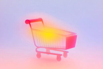 Poster - Shopping cart with vibrant colors and flat design elements for modern e-commerce concepts
