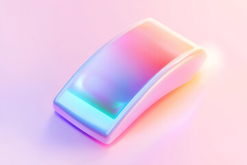 Poster - Colorful flat design of a modern electronic device on a soft pastel background showcasing minimalist aesthetics