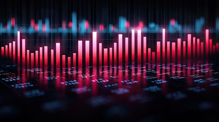 Poster - Abstract Financial Data Visualization Red Bars Graph