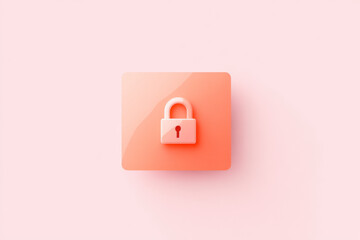 Poster - Modern flat design lock icon on a soft pink background representing security and privacy in digital platforms