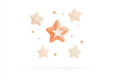 Poster - Stars in various shapes and colors floating against a plain background create a whimsical and playful atmosphere