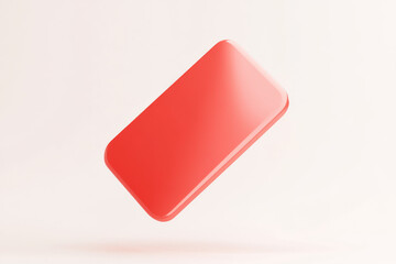 Poster - Red flat design rectangle floating against a soft off-white background with subtle shadows