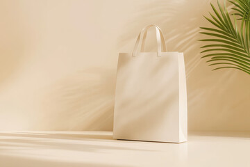 Poster - Elegant bag mockup on a subtle background with soft shadows and natural elements