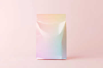Poster - Flat-style bag mockup showcasing an iridescent design with a minimalist aesthetic on a pastel background