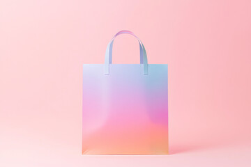Poster - Modern bag mockup featuring a gradient design on a pastel backdrop ideal for branding and presentation