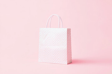 Poster - Stylish flat-style illustration of a white bag against a soft pink background for product showcasing