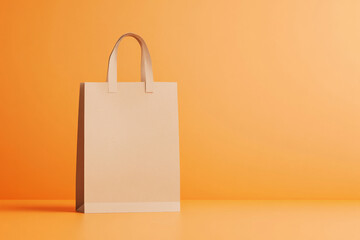 Poster - Flat-style illustration of a simple bag mockup on a vibrant orange background for design purposes