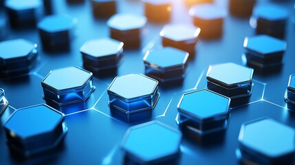Poster - Blue Hexagon Network Technology Background