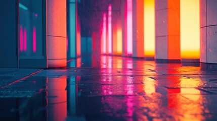 Wall Mural - vibrant street scene with high contrast lighting