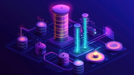 Poster - Abstract representation of blockchain energy trading with automated smart contracts and secure data transfers.