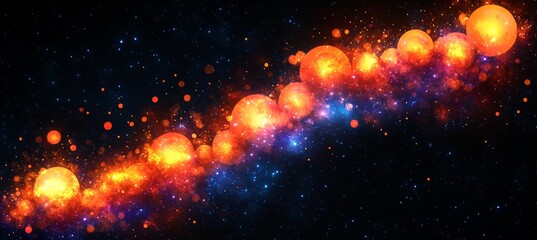 Wall Mural - abstract cosmic trail luminous orbs and interstellar dust illuminate a vibrant galaxy