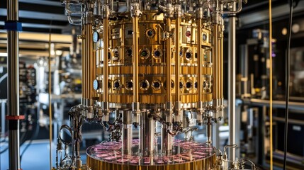 Poster - AI-powered quantum computing system processing vast amounts of data in a futuristic research lab.