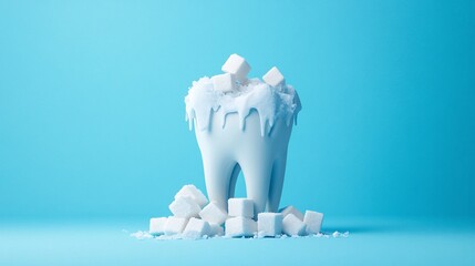 abstract concept of tooth and sugar