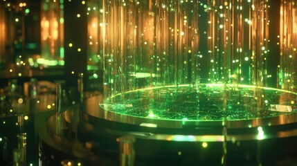 Poster - AI-powered quantum computing system processing vast amounts of data in a futuristic research lab.