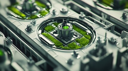 Poster - A futuristic green energy plant using AI-driven systems for maximum efficiency.