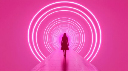 Poster - Neon Dreamscape, a vibrant LED tunnel in Tokyo's underground, pulsating with moving lights, exuding a cyberpunk essence in a futuristic urban environment.