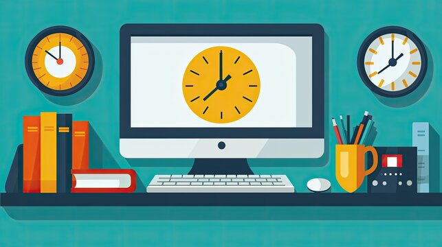 Modern Workspace Depicting Time Management and Productivity