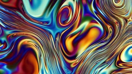 Aufkleber - Liquid. Liquid metal. Mercury. Melting silver. Hypnotism. Hypnosis. Abstraction, Psychedelic. Hallucinations. Multi-colored deformation. Loop Background