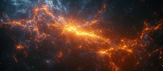 Wall Mural - Stunning Cosmic Nebula with Vibrant Orange and Blue Colors in Deep Space Captured in High Resolution