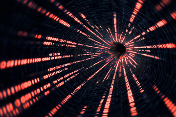 Leinwandbilder - A futuristic digital composition of overlapping grids and code-like elements, with selective neon highlights emerging from the darkness for a high-tech aesthetic,