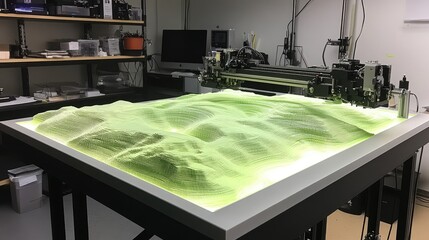 Poster - Multi-color D printer fabricating a complex topographical map with ultra-fine detail.