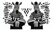 © Keattipoom - Artistic Black and White Zebra Design with Traditional Patterns on White Background