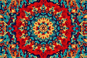 Poster - Vibrant Mandala: A Kaleidoscope of Color and Pattern