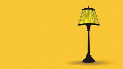 Wall Mural - simple vector illustration of a silhouette lamp against a bright yellow background for modern design