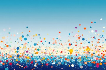 Wall Mural - Colorful Abstract Background with Vibrant Dots on a Gradient Blue Sky for Creative Design and Artistic Inspiration