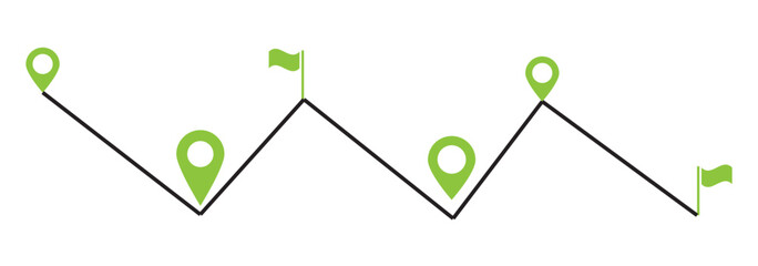 Poster - Dot line path route travel banner illustration with location map pin icon. Route location icon two pin sign and dotted line.