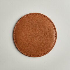 brown circular leather patch mockup template on a white background.