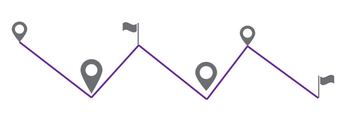 Poster - Dot line path route travel banner illustration with location map pin icon. Route location icon two pin sign and dotted line.