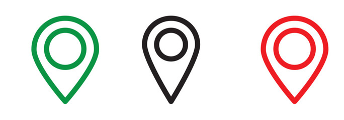 Poster - set of icons Location Pin, Map Pin, Place, Location, Address, location icon. Vector map pin, red pin on white background.