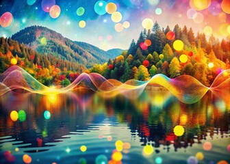 Aufkleber - abstract sine wave spots double exposure: psychedelic swirl pattern stock photo
