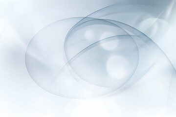 Fototapete - Abstract background with flowing, translucent, gray circles and curves on a white background, ideal for website banners, presentations, or digital art projects.