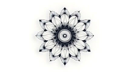 Poster - Intricate black and white mandala design featuring floral patterns and circular elements