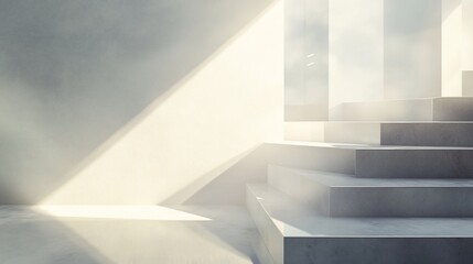 Wall Mural - Sunlit Steps, Modern Interior, Abstract Background, Product Display