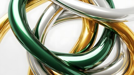 Fototapete - Modern 3D abstract design with glossy intertwined tubes, perfect for technology and innovation visuals